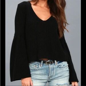 Free people black bell sleeve sweater